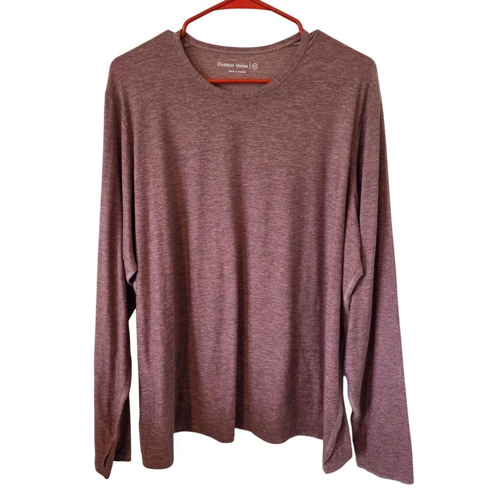 Outdoor Voices Womens Space dye Long Sleeve Tee Plus Size 3X Burgundy